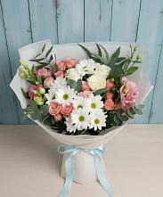 Букет цветов из:  Розы, Лизиантусы и Хризантемы #REPLACE_PRED# Гусеве