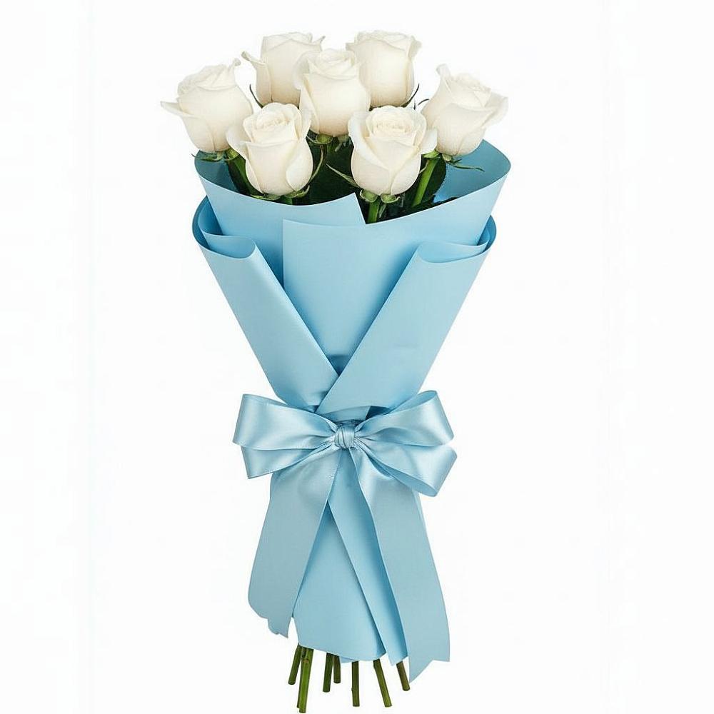 Букет 7 белых роз Проуд в Гусеве
