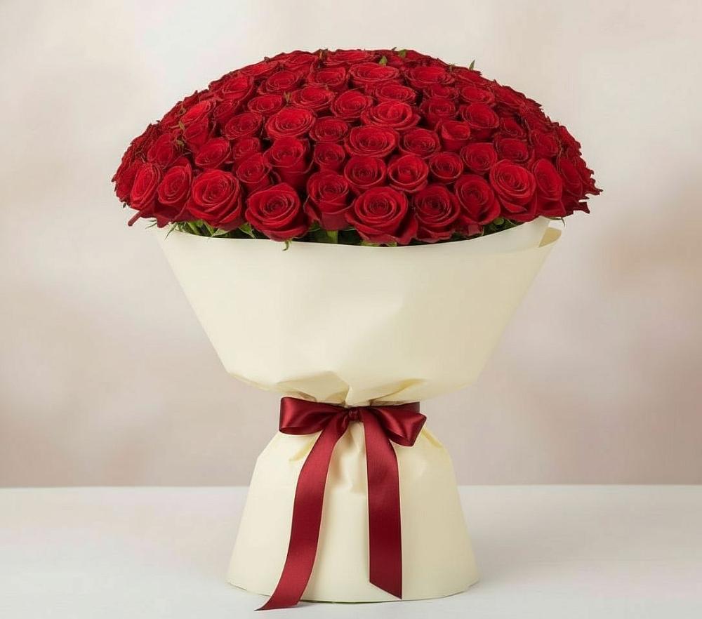 Букет 101 Красная роза Милано в Гусеве