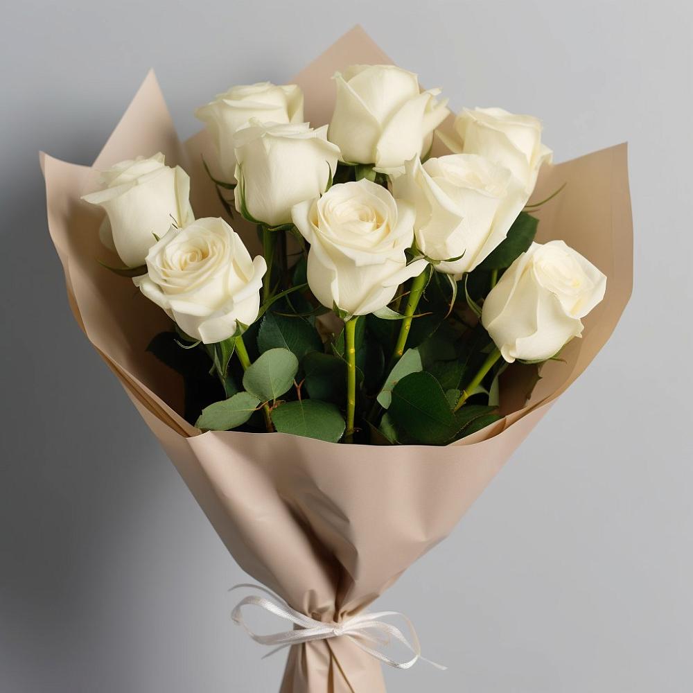 Букет 9 Белых роз Эдлесс Лав в Гусеве
