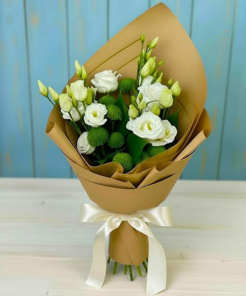 Букет цветов из: Хризантемы и Лизиантусы в Гусеве