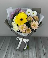 Букет цветов из:  Розы, Герберы и Хризантемы в Гусеве