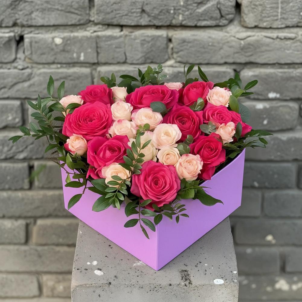 Цветочная композиция из Розы в коробке в Гусеве