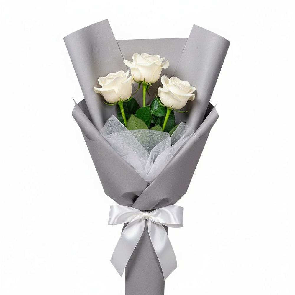 Букет 3 белые розы в Гусеве
