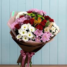 Букет цветов из:  Розы, Хризантемы и Альстромерии #REPLACE_PRED# Гусеве